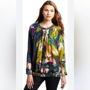 Ted Baker London blossom print batwing pop over blouse silk Sz‎ 4 women NWT